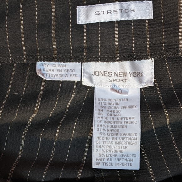 Jones New York Sport Charcoal Black Pants w Bronze Stripe High Rise Straight Leg - Picture 2 of 8